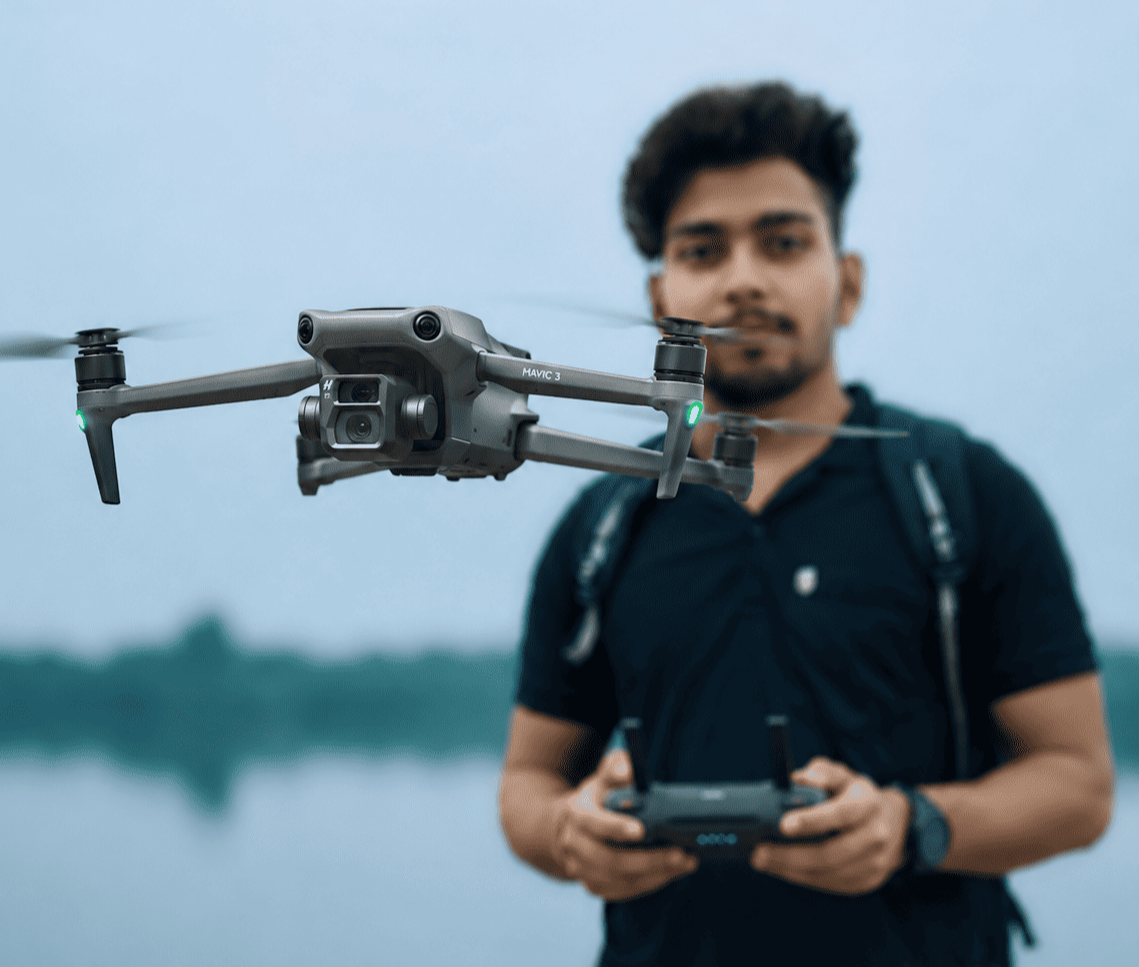 Himadri Singha Mahapatra with drone